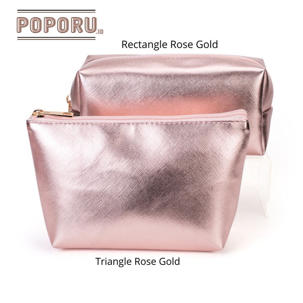 POPORU ROSE GOLD pouch 5 types - cosmetics bag organizer for make up - tas tempat kosmetik