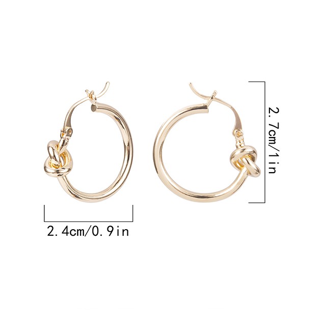 LRC Anting Tusuk Fashion Geometric Knotted Round Metal Stud Earrings D08332