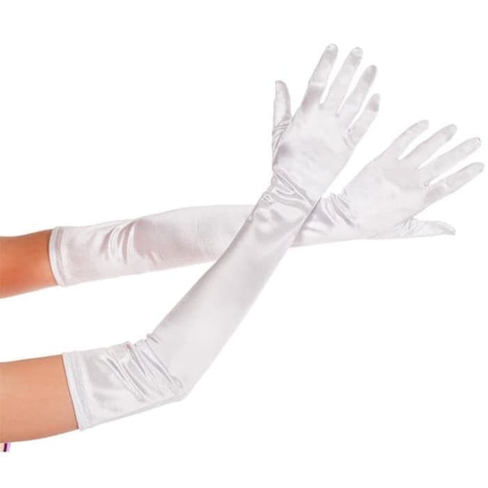 LG sarung tangan 55 cm panjang pengantin putih hitam long gloves spandex