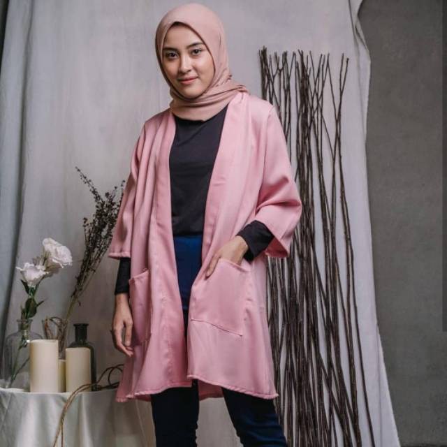 𝐊𝐈𝐑𝐀𝐍𝐈 Cardigan Long Outer Polos Saku Outerwear Cardigan Wanita