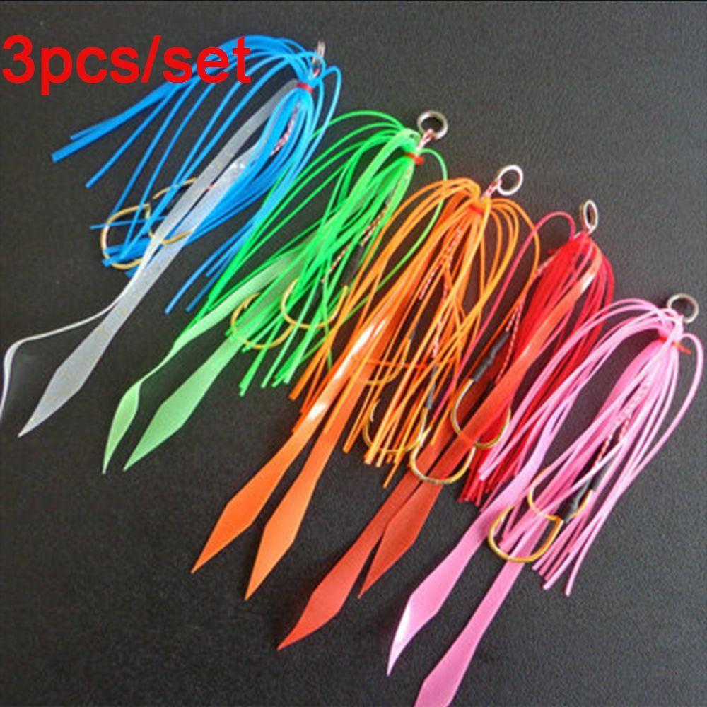 TOP 3pcs /set Rok Silikon Kawat Tahan Lama Kait Pancing Ganda SpinnerBait Manusia Hidup Bahan Karet