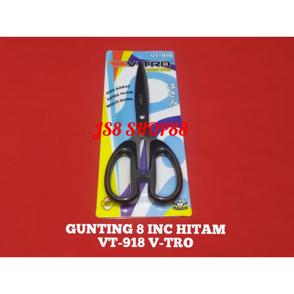 

(ECERAN) GUNTING V-TRO SCISSORS VT-918 WARNA HITAM ANTI KARAT 8 INCH