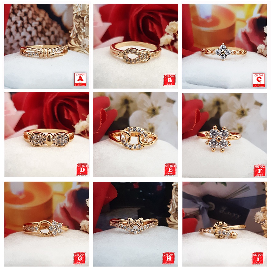 CN 004 Cincin Wanita Dewasa Permata Berlian Love Perhiasan Lapis Emas 18K Zirkon Cincin Yaxiya Luxx Xuping