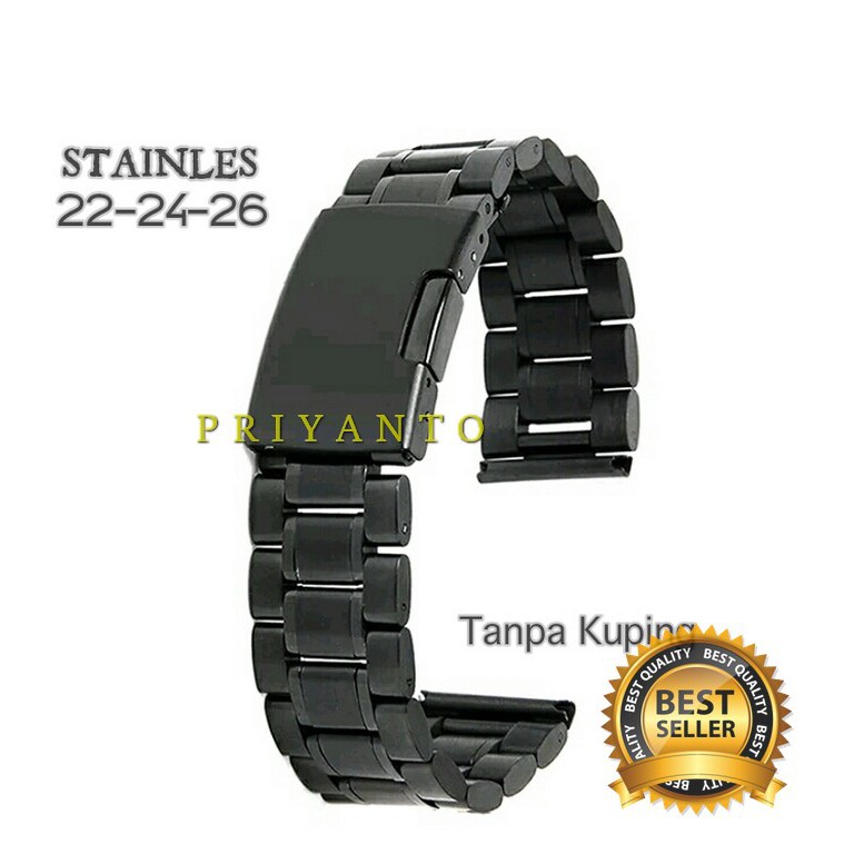 STRAP TALI JAM TANGAN RANTAI STAINLES TANPA KUPING 22 24 26 MM