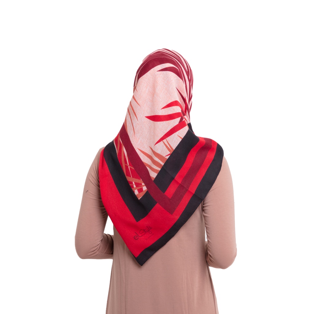 Dauky Hijab Segi Empat Kerudung Salya Series Polysilk 1-Lakirana MerahHitam
