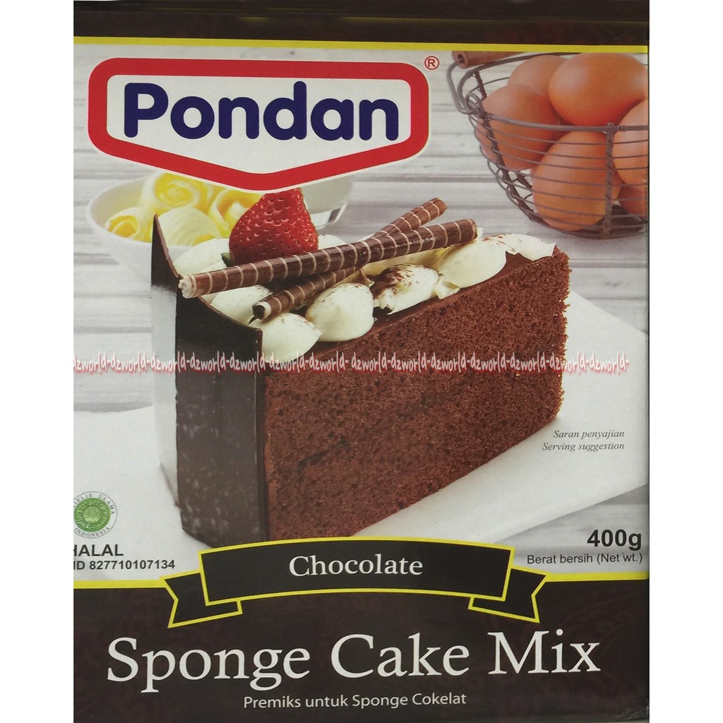 Pondan Sponge Cake Mix 400gr Cokelat Tepung Instan Premiks Instant Membuat Kue Spon Cake Rasa Coklat Chocolate Pondan Powder