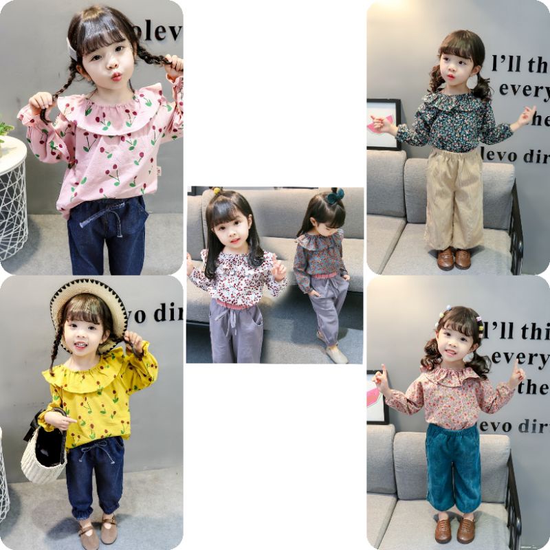 BAJU SETELAN ANAK PEREMPUAN / BAJU SETELAN BAYI PEREMPUAN MOTIF BUNGA IMPORT HIGH QUALITY 0-7TAHUN