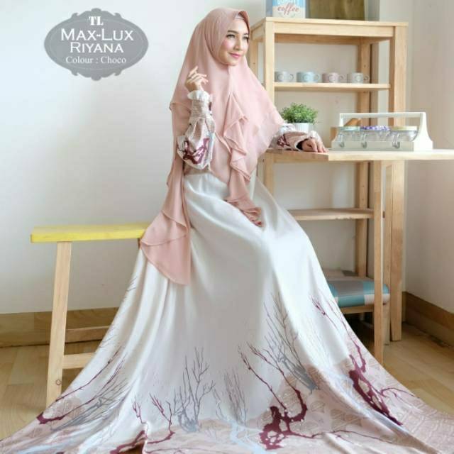 GAMIS SYARI HANUM PESTA MEWAH BAJU GAMIS WANITA REAL PIC SIZE L BUSUI KLOK 4M MERAH PUTIH SILVER