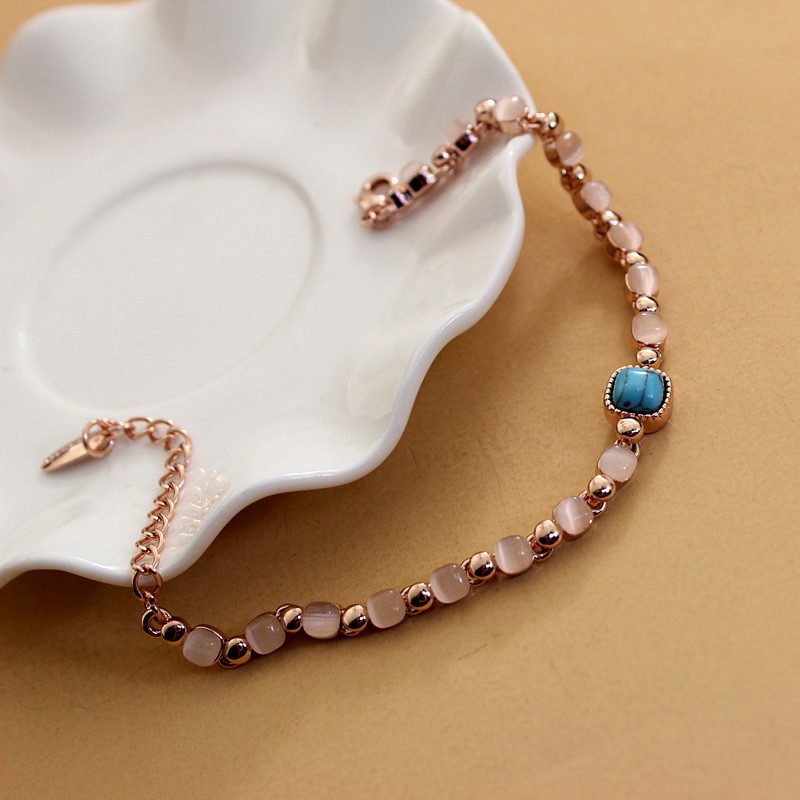 ♂✠₪Gelang emas mawar Wenoverbira versi Korea dari gelang opal wanita Fashion baru tren gelang berlia