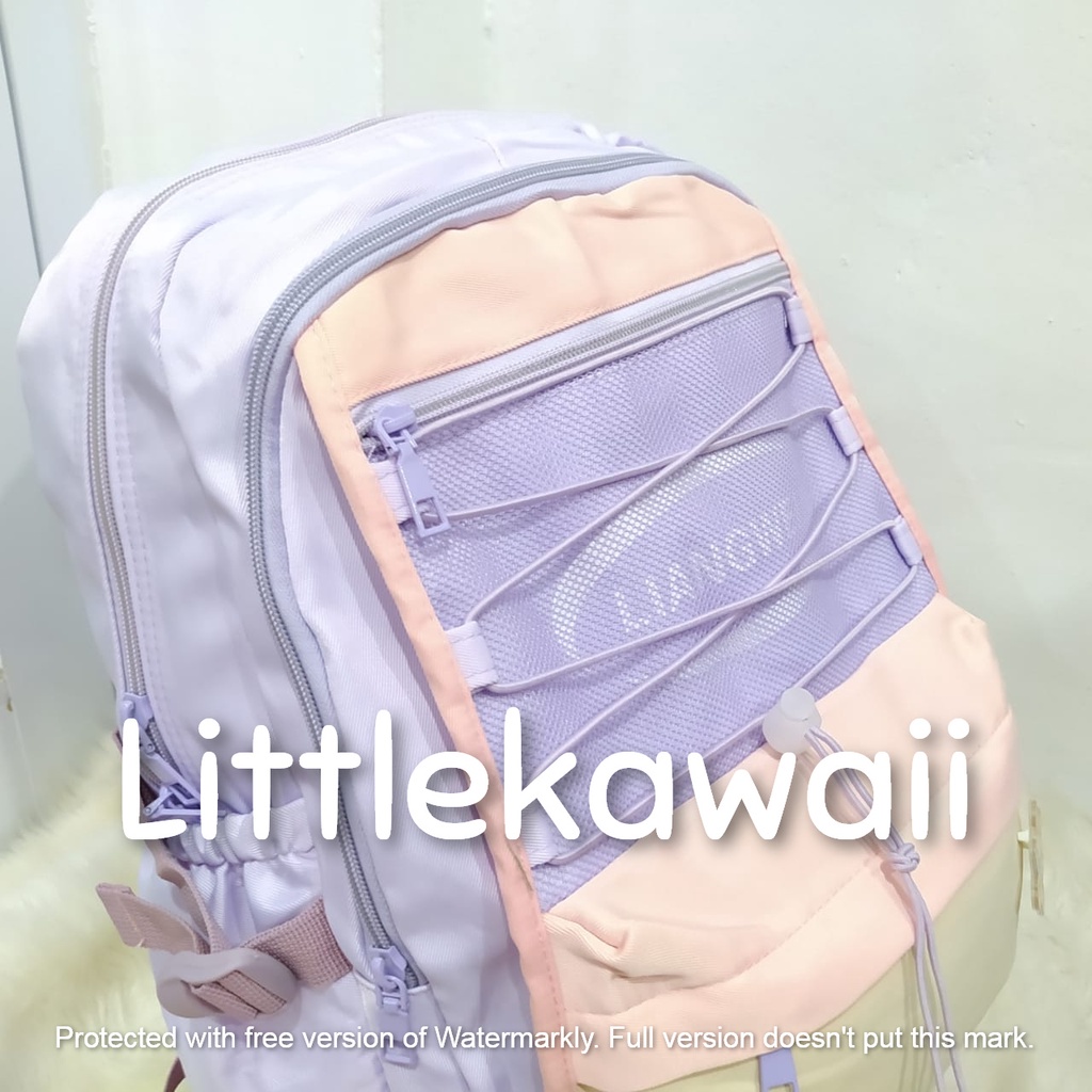 LK/Tas Ransel Laptop Backpack Parasut Sekolah Fashion Anak Remaja Korean Style Kantong Jaring Tali Liangwei Import