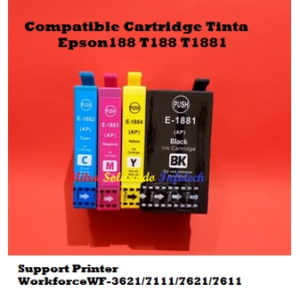 Compatible Tinta T188 188 Cartridge Epson WF-7711 WF-7611 WF-7211 WF-7111 WF7620 WF7610 WF7110 WF3640 WF3620 188n