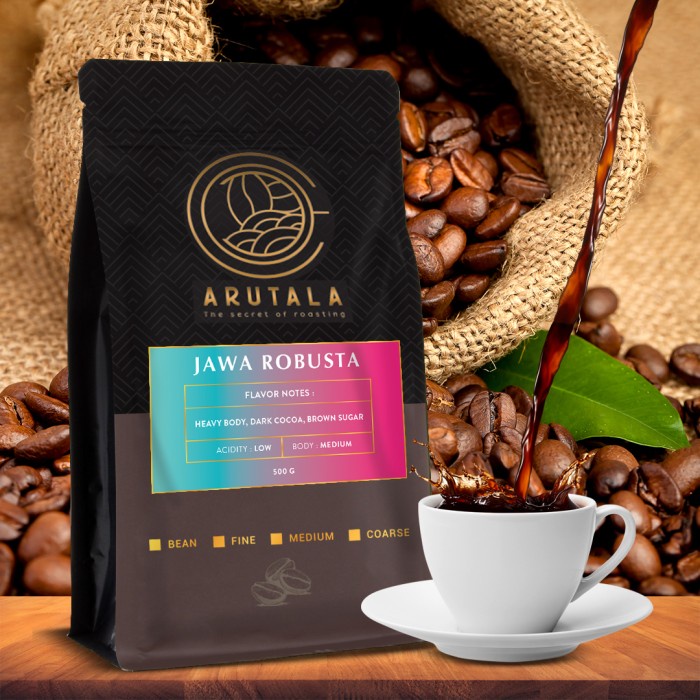 Kopi-Biji- Arutala Kopi Jawa Robusta Java Coffee 500 Gram - Biji -Biji-Kopi 750 Minuman-Makanan-