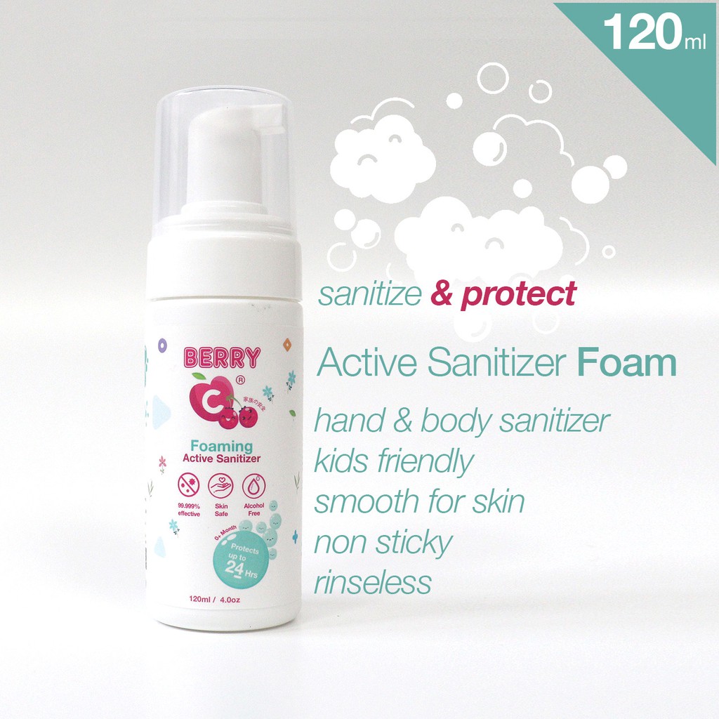 

TEVO BerryC Active Sanitizer Foam untuk Hand & Body, non sticky, non wet, rinseless wash 120ml