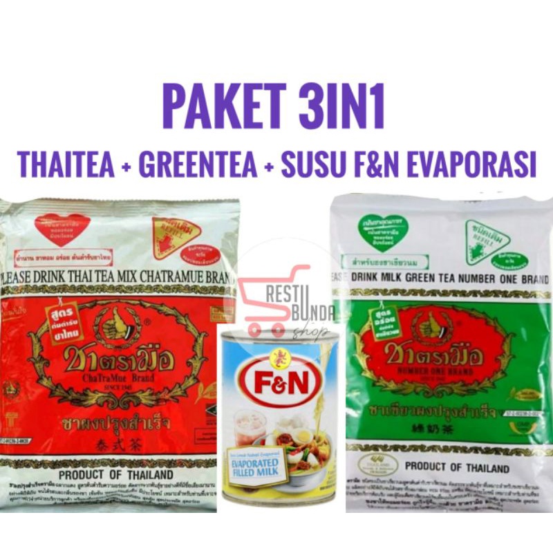 

Thaitea merah + Greentea Chatramue+ F&N Paket 3in1