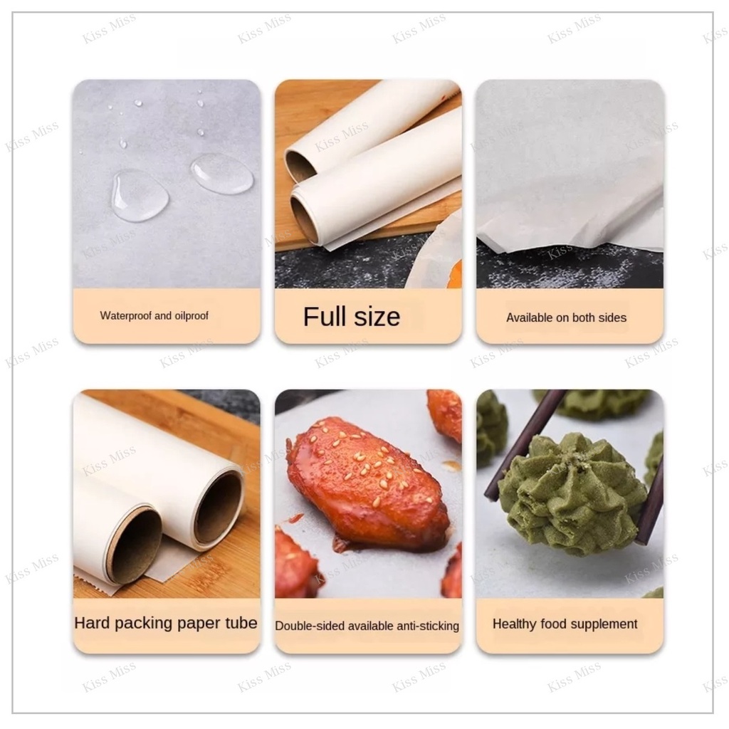 BAKING PAPER ROLL - 10 METER - WHITE - kertas panggang alas roti - kertas air fryer - anti lengket