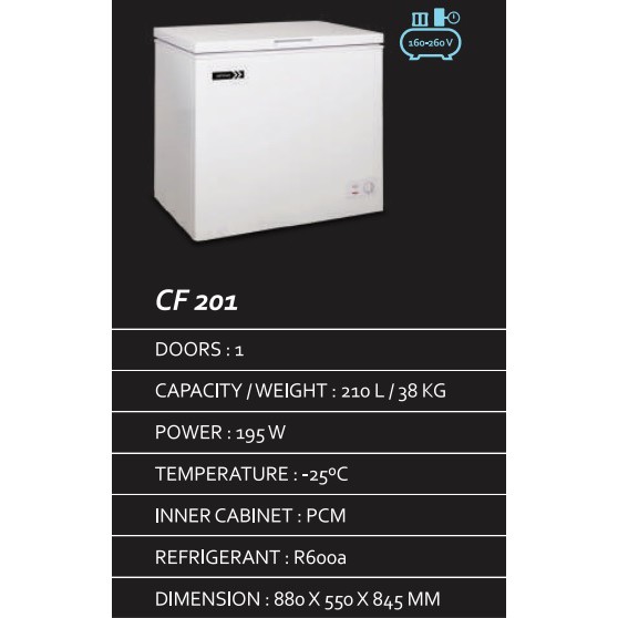 Freezer 200 Liter Artugo CF 201 CW Garansi Resmi