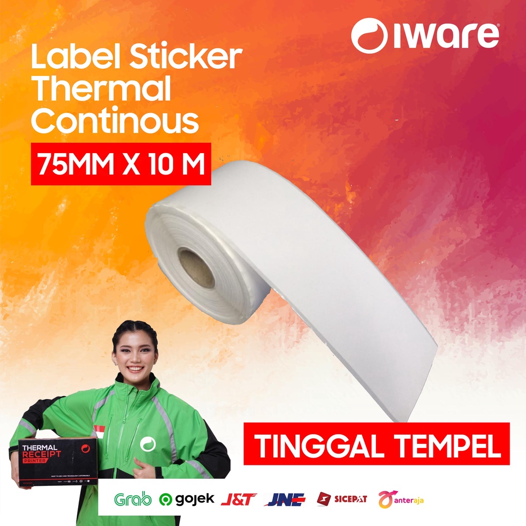 LABEL STICKER BARCODE 75x10M ( Continous) THERMAL - POS THERMAL - 10M