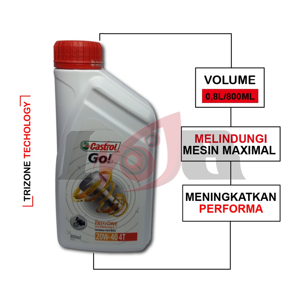 Castrol GO 4T 20w40 800ml Oli Motor Bebek Honda Yamaha Suzuki Kawasaki