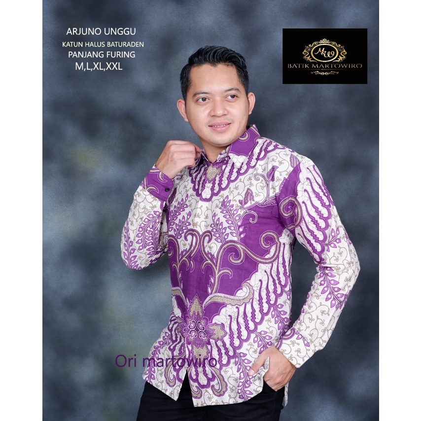 Batik pria UNGU LAVENDER lengan panjang modern  ORIGINAL BAJU PREMIUM BATIK SOLO MURAH TERBARU