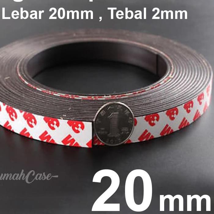 

Buruan Dapetin !! Magnet tape lebar 20mm per 1 meter double tape 3M magnetic strip tebal 2mm 1 m 1m