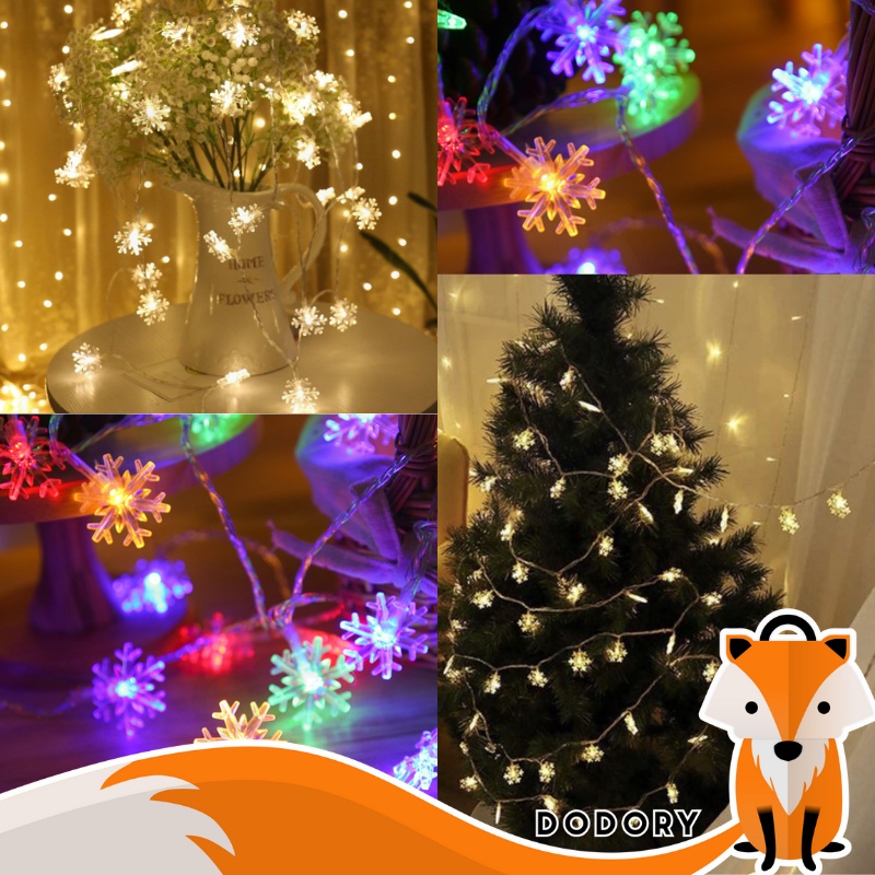 DODORY Lampu Tumblr Salju 8,5m Dekorasi Natal Snowflake Lamp Snow Decor Keping Salju Christmas