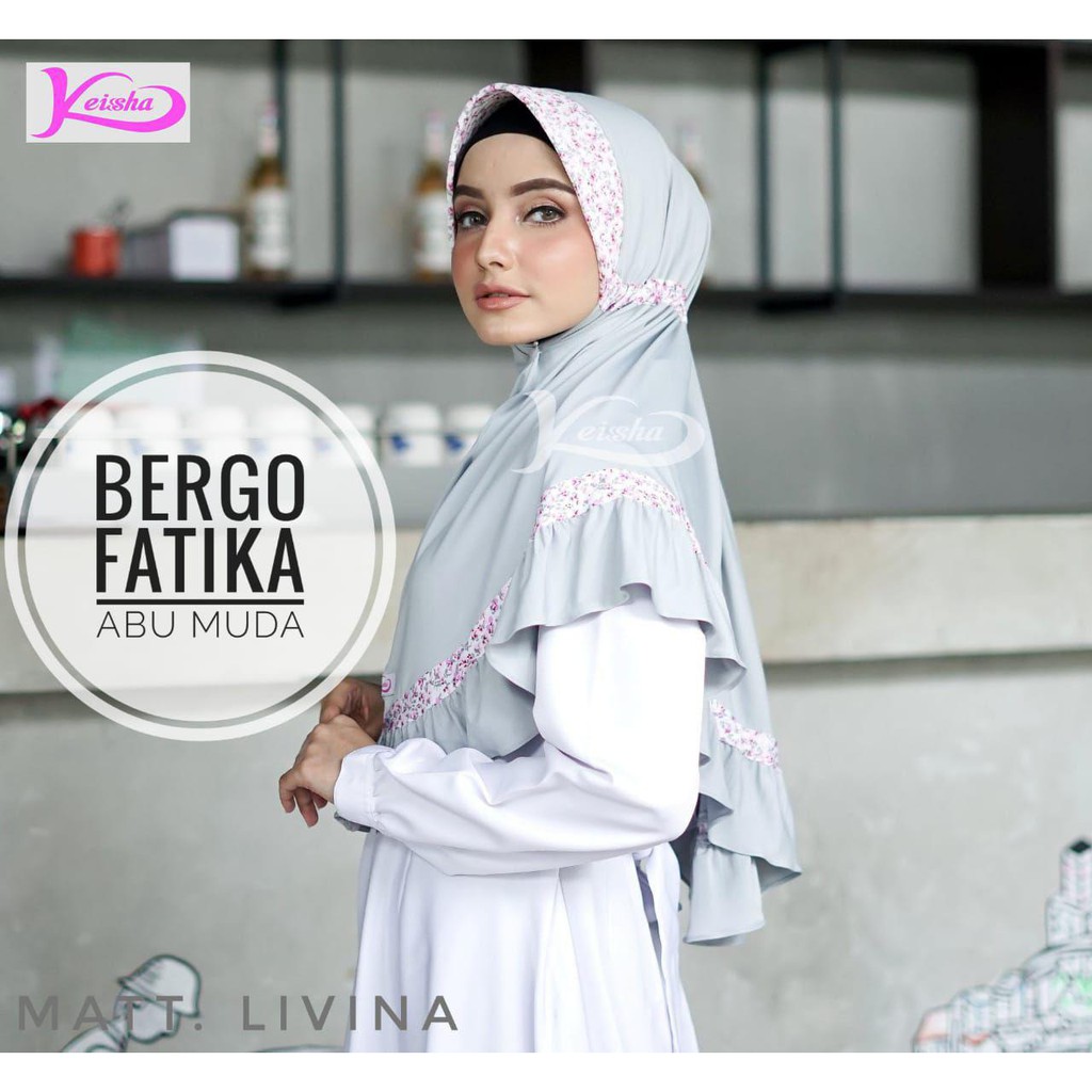 BERGO FATIKA KEISSHA HIJAB / JILBAB SERUT POLOS KOMBINASI MOTIF BUNGA