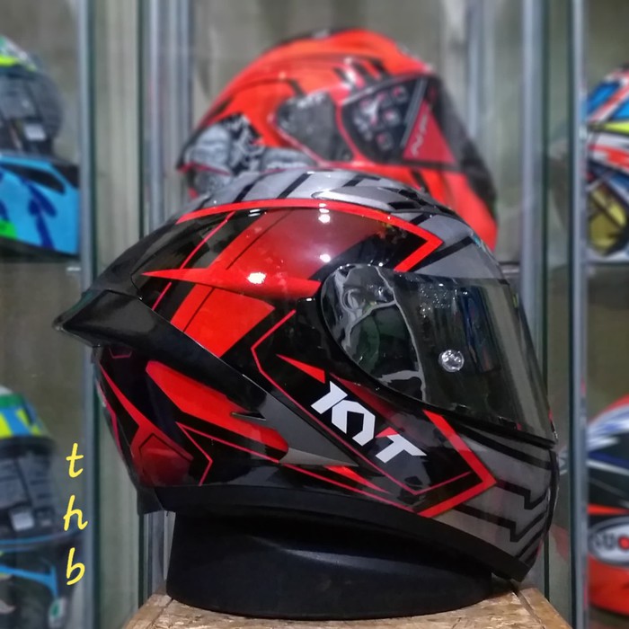 OFC KYT Falcon Armour Black Red visor flat Irridium silver spoiler 3D