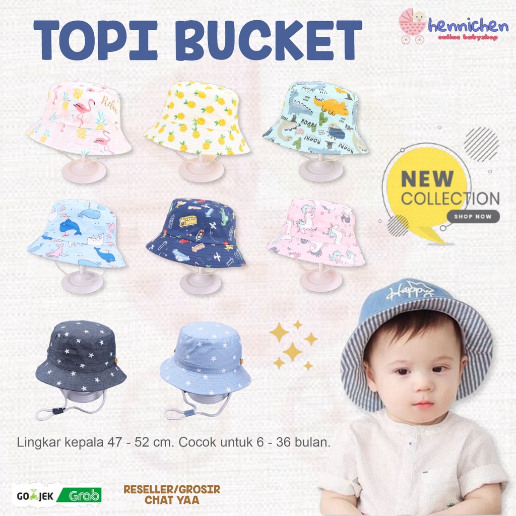 BUCKET HAT ANAK TERLARIS Topi bucket Happy Jeans Bucket Hat / Topi Bayi / Topi Anak