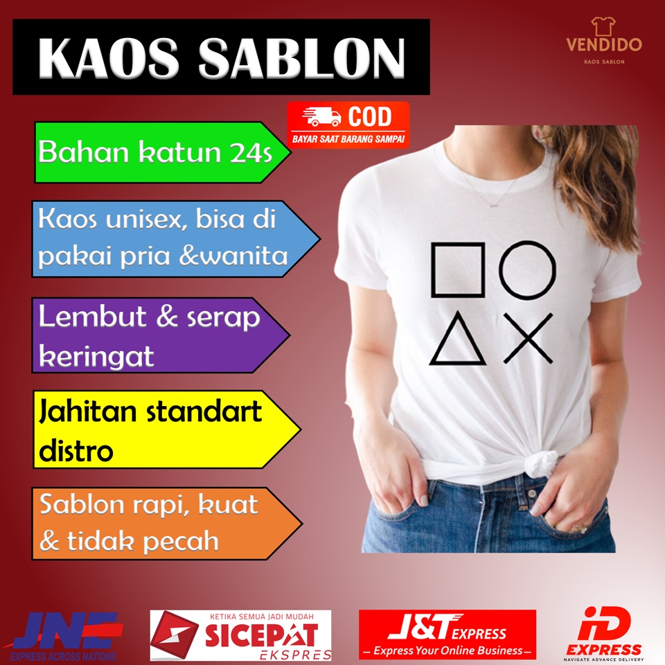 Baju Kaos distro oversize pria wanita lengan panjang dan pendek murah tombol stik PS