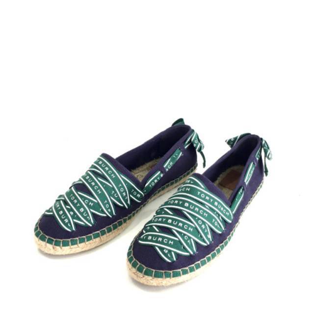 Tory Burch Laced Canvas Espadrilles Slip On Shoes