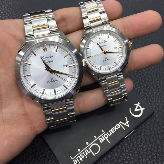Alexadre christie couple ac 8596 silver rosegold