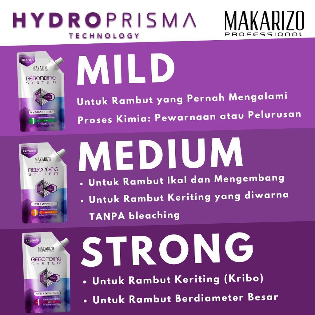 Makarizo Profesissional Rebonding System Hydroprisma Step 1 dan Step 2 500ml