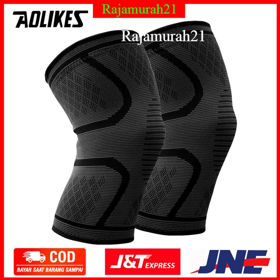 AOLIKES Pelindung Lutut Knee Support Pad Brace Fitness Gym 1 Pair Size M 35-41 - Black