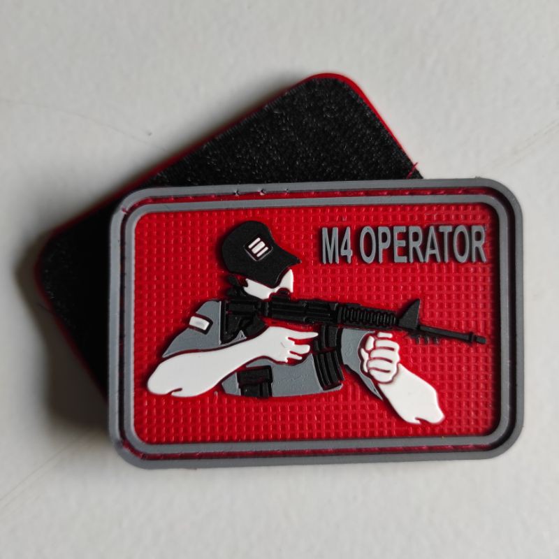 PATCH RUBBER LOGO SNIPER SENJATA M4 OPERATOR DASAR MERAH/TEMPELAN EMBLEM KARET VELCRO