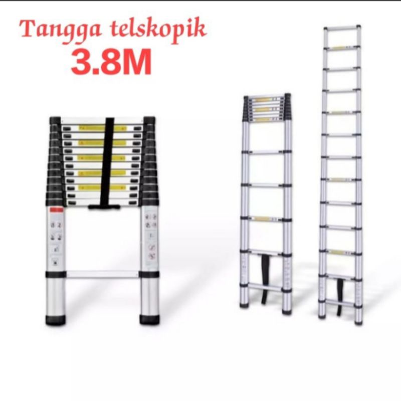 tangga teeskopik 3,8 meter single alumunium ladder