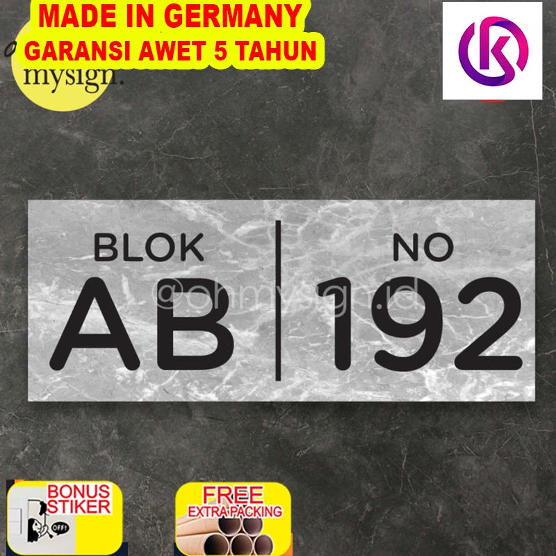 

Promo Custom Nomor Rumah Akrilik UV Print Marble | Akrilik Nomor Rumah