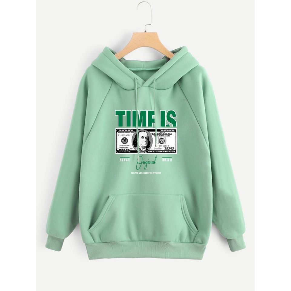 Sweater Pria TIME IS Hoodie Sweater Fleece Simpel Unisex