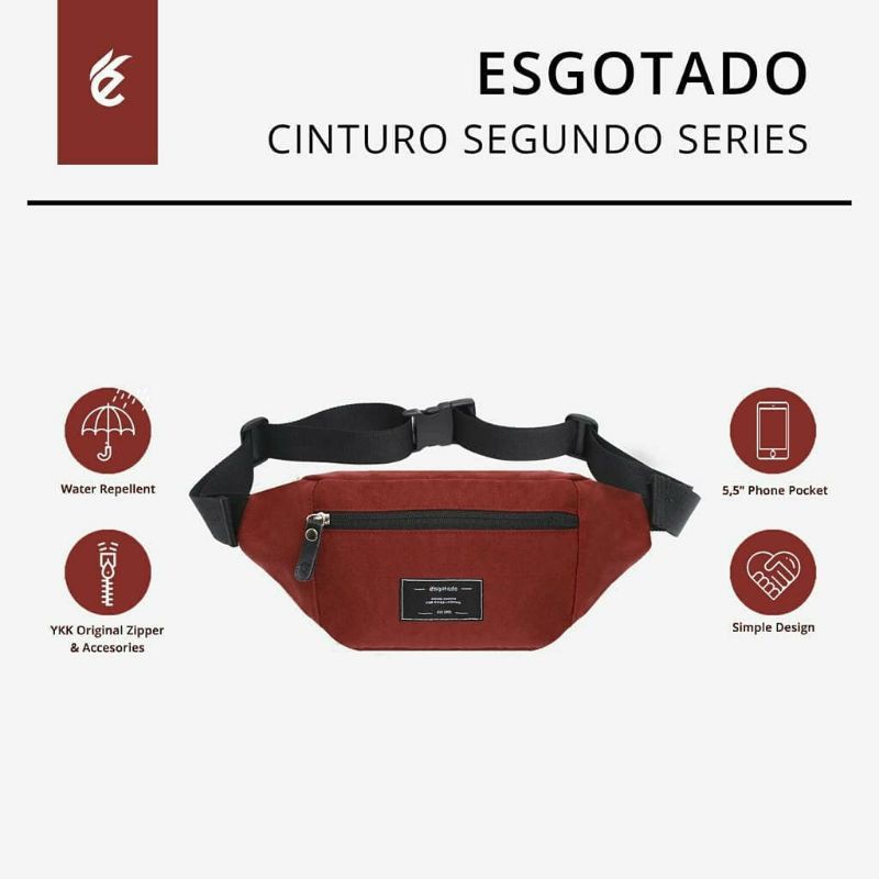 Tas Waistbag Esgotado Cinturo Segundo Maroon Original Murah