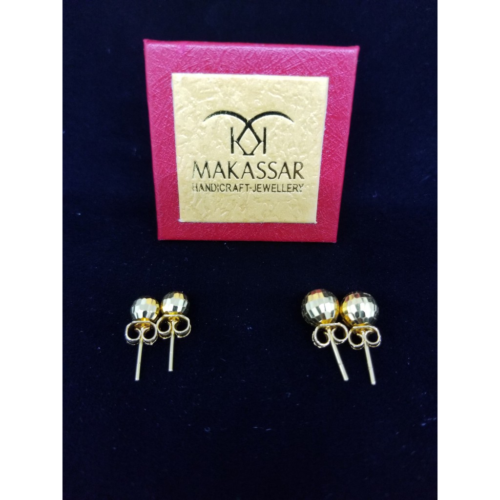 Giwang Anting Emas Asli Kandari Bola Kadar 875