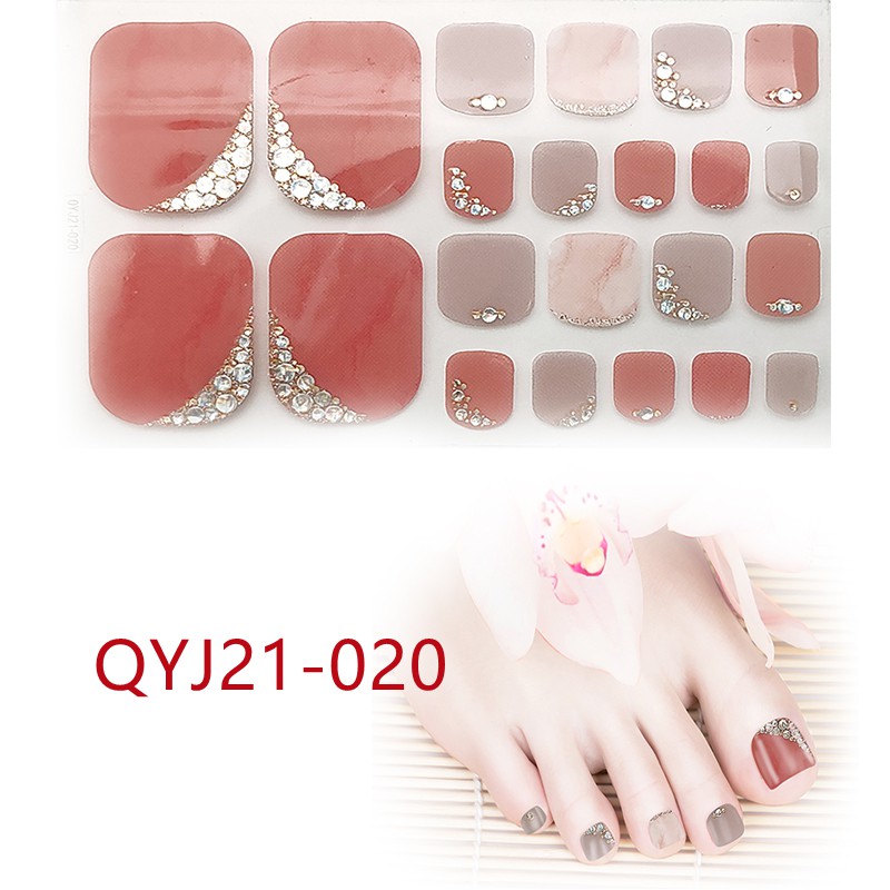 Qyj21-001 - 020 22pcs / Lembar Stiker Kuku Kaki 3d Diy Untuk Nail Art