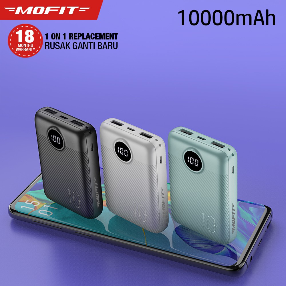 Powerbank Murah Powerbank MOFIT M16 10.000mAh LCD + Fast Charge Real Capacity Powerbank Murah G2J5 P