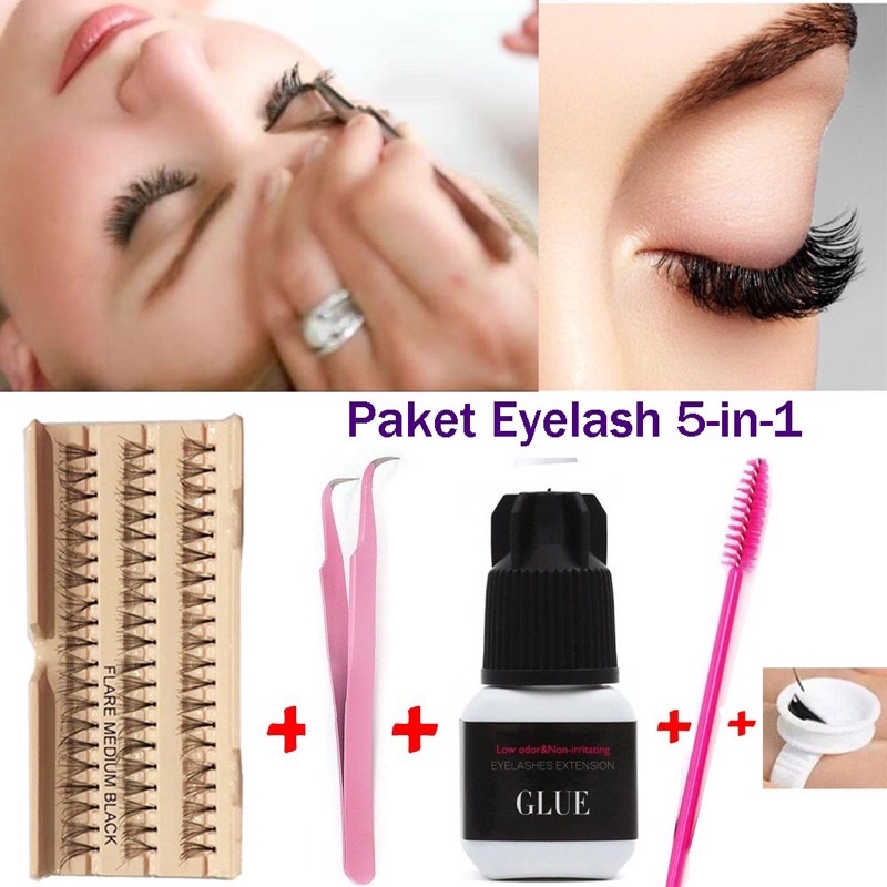 Paket Cantik Eyelash Extension Bulumata Tanam 10ply EXTENSION PAKET BULUMATA TANAM LEM TAHAN LAMA TIDAK PERIH 5 IN 1  Eyelash Extension / Bulumata Tanam/ Eyelash Extension / Bulu mata / FALSE LASHES