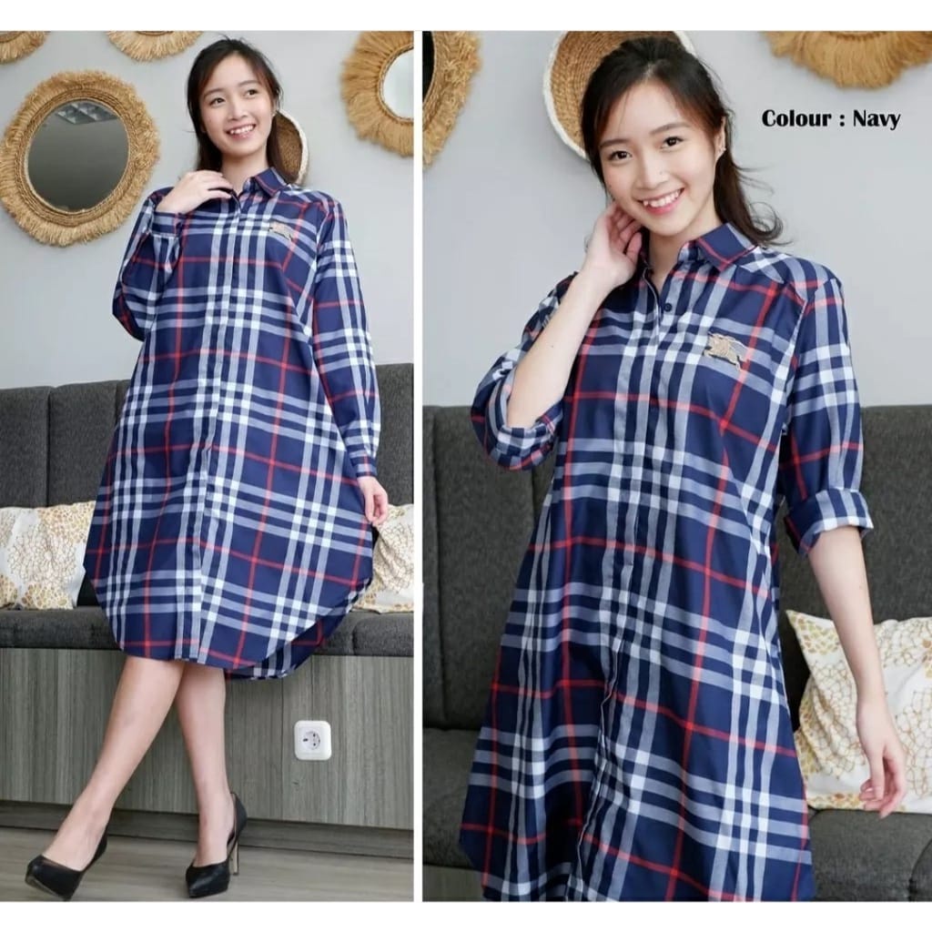 Tunik Wanita Import Korea Terbaru Model Polos Atau Motif Baju Tunik Panjang Kotak Kotak