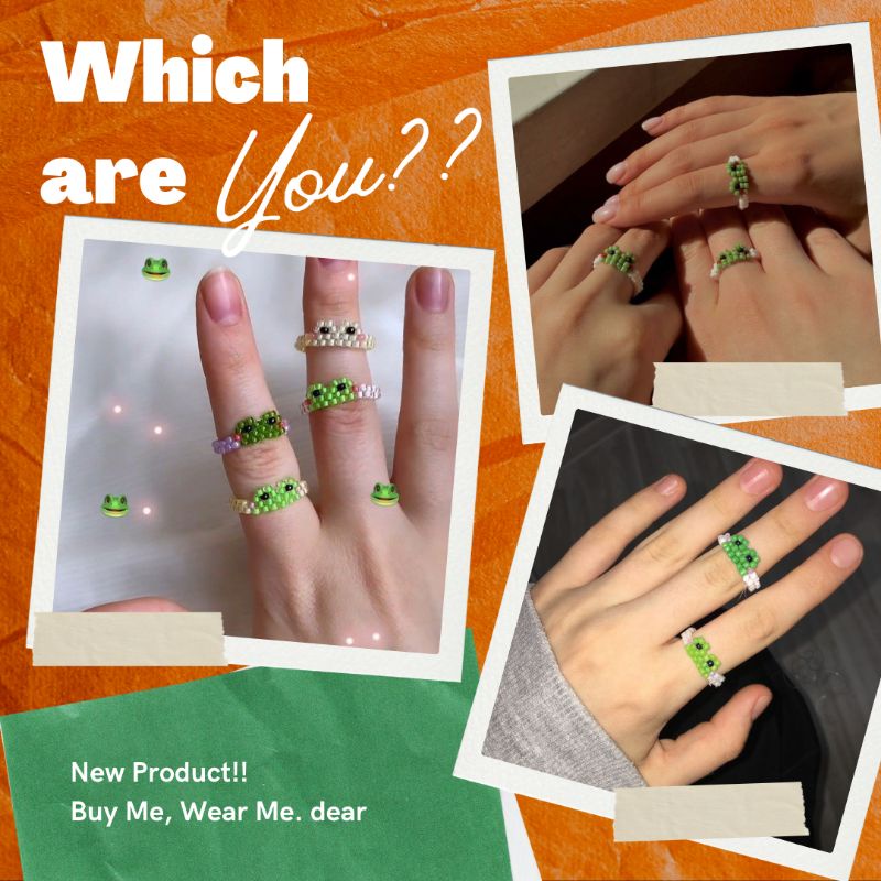 Frog Ring | Beads Frog Ring | Cincin Manik Manik Karakter