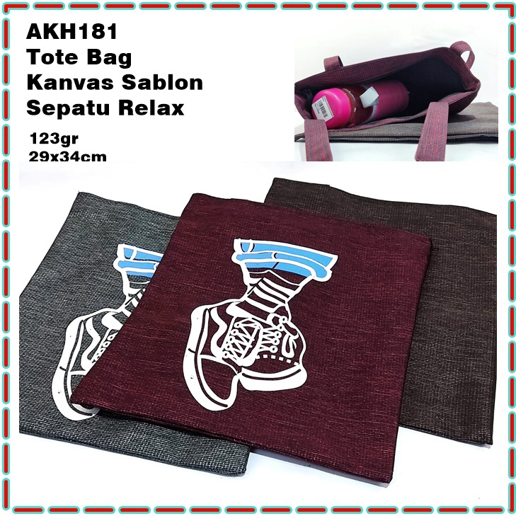 AKH181 Tote Bag Kanvas Sablon Sepatu Relax