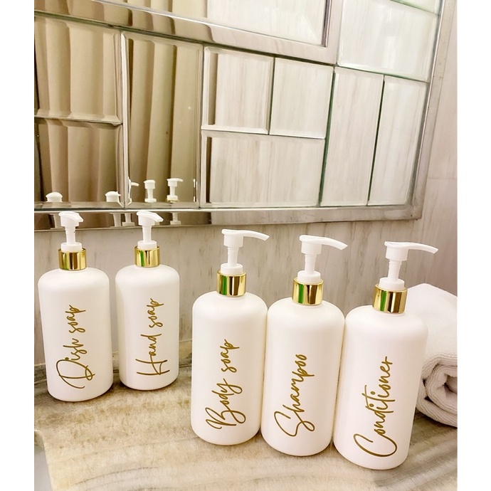 botol glossy gold edition. aesthetic bottle minimalist refill organizer tempat sabun cair botol pump