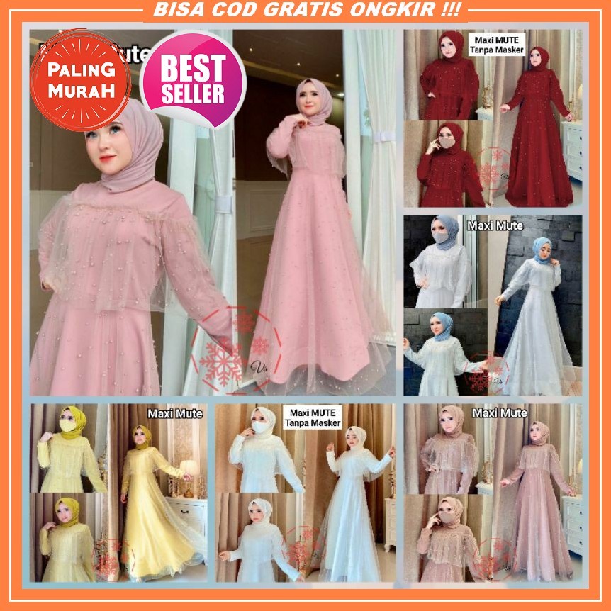 Baju Gamis Wanita Brukat Seragam Pesta Kondangan Duyung Terbaru 2021 Model Kekinian Polos Bahan Brok