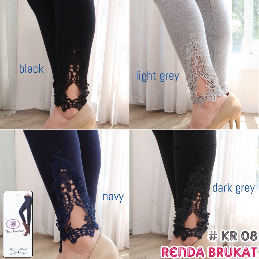 Legging Renda Brukat Wanita KR08 / Legging jumbo wanita / Legging wanita panjang / Legging hitam