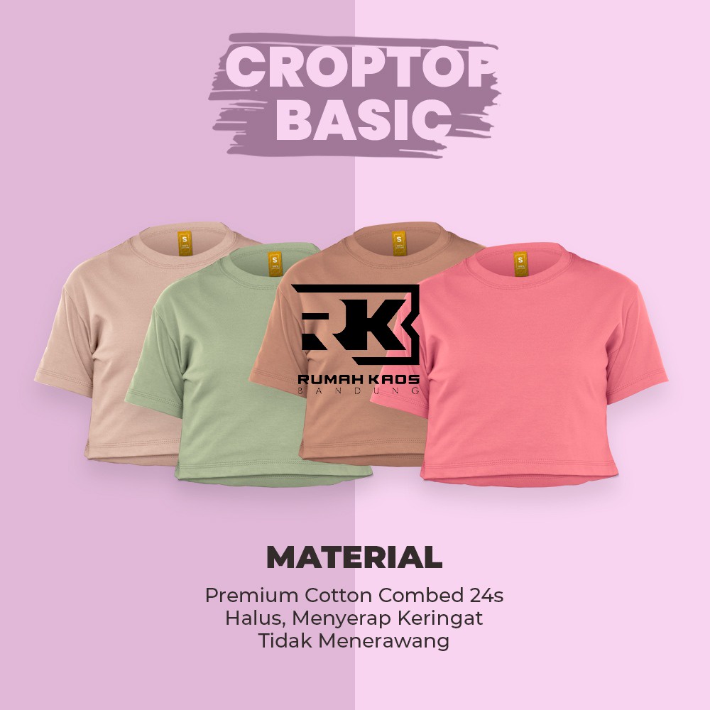 (TEBAL) KAOS CROP TOP POLOS COTTON COMBED 24S BAJU WANITA BASIC TSHIRTS