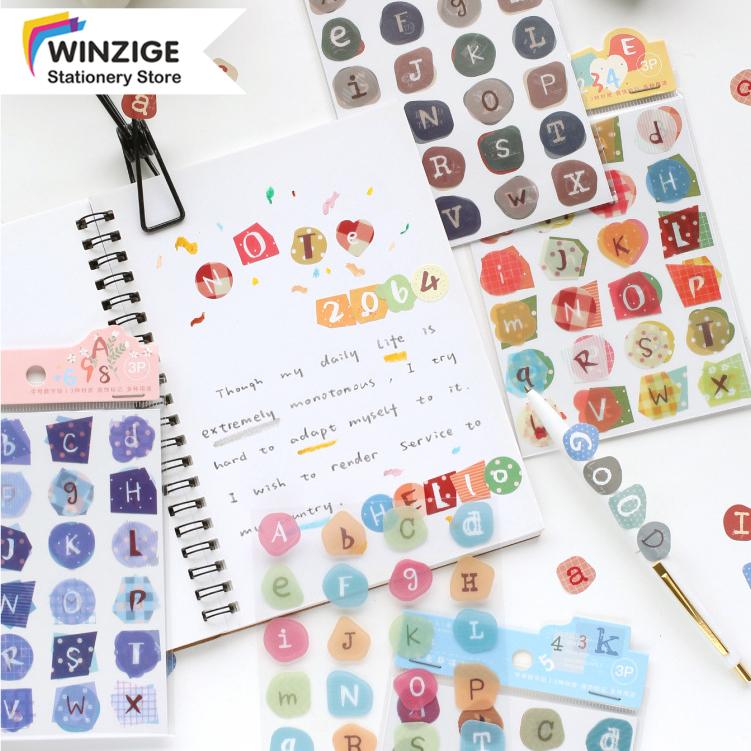  Winzige  3sheets Letter Stickers Colorful Material Painting 